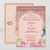 Invitation de luxe ethnique pour mariage indien (Devant / Derrière)