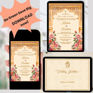 Invitation de luxe ethnique pour mariage indien