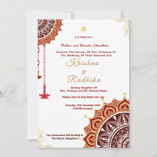 Invitation de luxe ethnique pour mariage indien hi