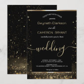 Invitation de luxe moderne avec paillettes dorées (Devant / Derrière)