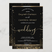Invitation de luxe moderne or noir paillettes (Devant / Derrière)
