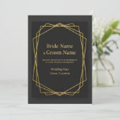 Invitation de luxe noir et or (Debout devant)