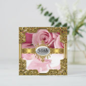 Invitation de luxe pour anniversaire avec rose ros (Debout devant)