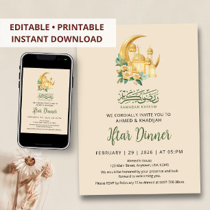 Invitation de luxe pour Iftar avec mosquée en or 3