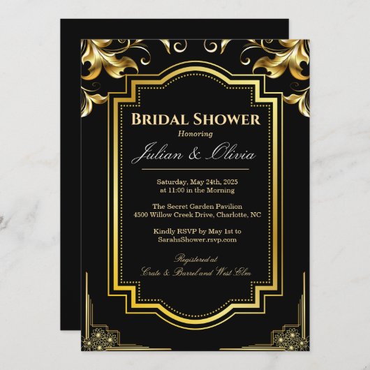 Invitation de luxe pour la douche de la mariée noi (Devant / Derrière)