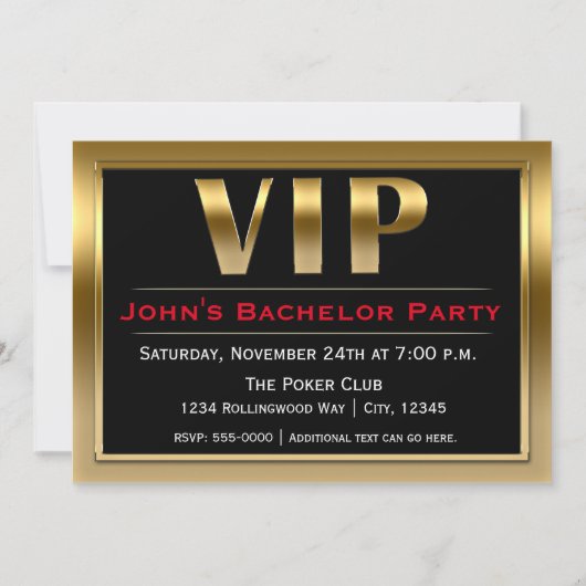 Invitation de luxe pour soirée VIP Black & Gold (Devant)