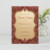 Invitation de luxe pour sweet 16 avec strass rouge (Debout devant)