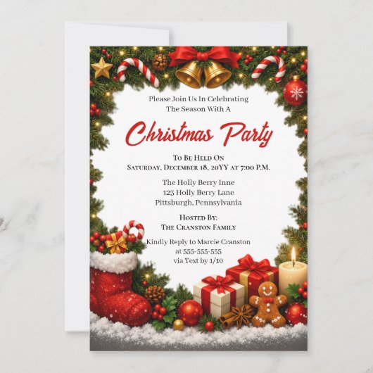Invitation de luxe pour une fête de Noël (Devant)