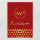 Invitation de luxe Red & Gold 60th Birthday Party<br><div class="desc">Invitation de luxe Red & Gold 60th Birthday Party.</div>