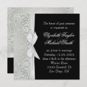 Invitation de luxe Ribbon Silver/Black Mariage dam (Devant / Derrière)