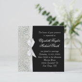Invitation de luxe Ribbon Silver/Black Mariage dam (Debout devant)