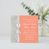 Invitation de luxe Ribbon Silver/Coral Mariage dam (Debout devant)