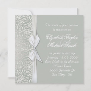 Invitation de luxe Ribbon Silver/Grey Mariage dama