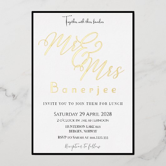 Invitation de M. & Mme Royal Mariage Foil (Recto)
