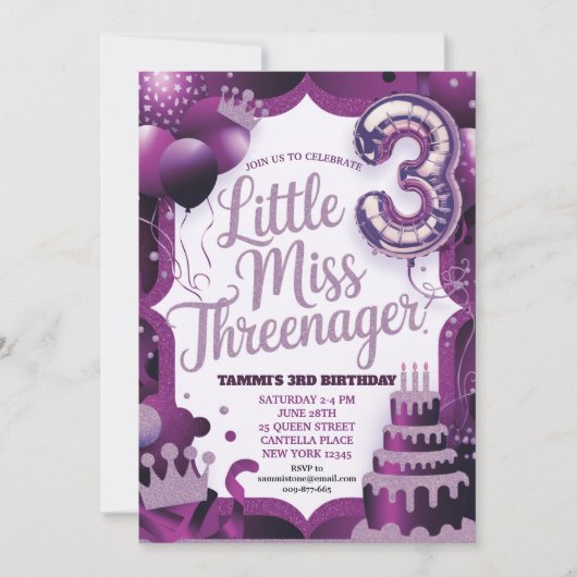 Invitation de Mademoiselle Threenager Violet (Devant)