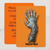 Invitation de main de zombie effrayant pour Hallow (Devant / Derrière)