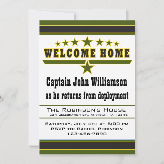 Invitation de maison d'accueil de soldat d'armée (Devant)