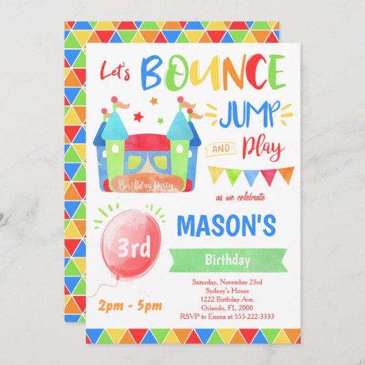 Invitation de maison gonflable, Invitations de reb (Devant / Derrière)