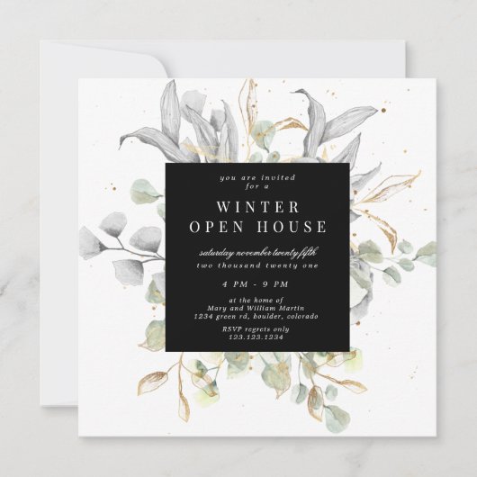 Invitation de maison ouverte élégante avec fleurs  (Devant)
