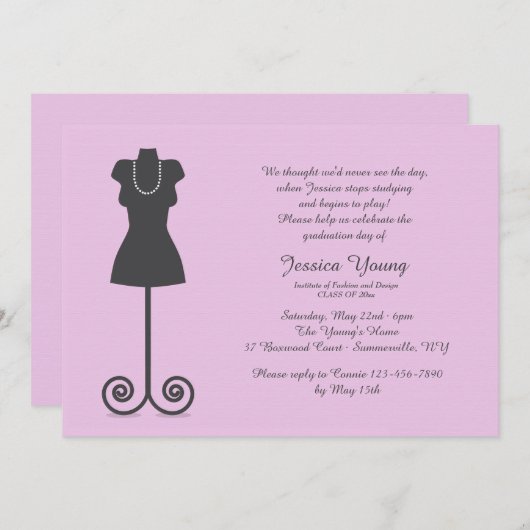 Invitation de mannequin de mode (Devant / Derrière)