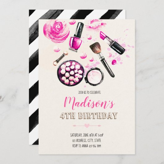 Invitation de maquillage pailleté (Devant / Derrière)