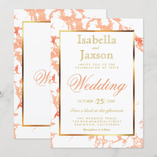 Invitation de marbre bracelet, or et blanc