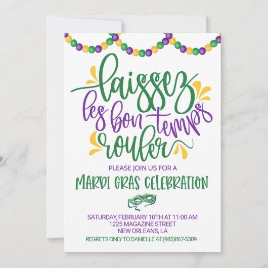 Invitation de Mardi Gras (Devant)