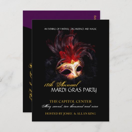 Invitation de Mardi Gras (Devant / Derrière)