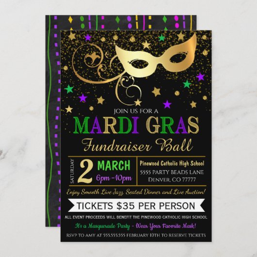 Invitation de Mardi Gras (Devant / Derrière)
