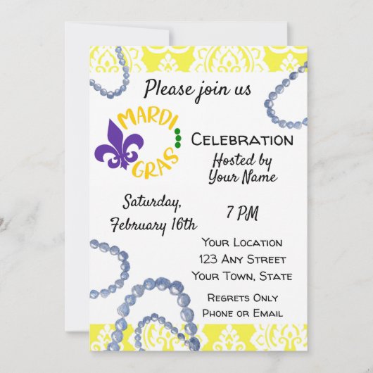Invitation de Mardi Gras (Devant)