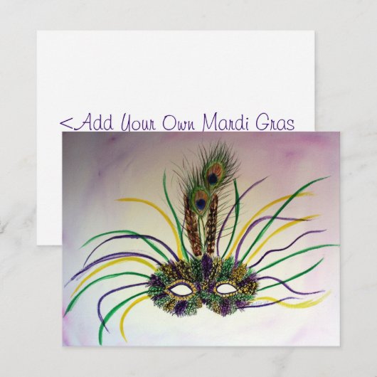 Invitation de Mardi Gras Feather Mask ou Invitatio (Devant / Derrière)