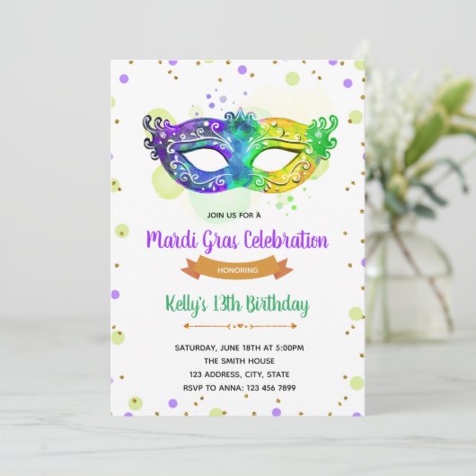 , invitation de Mardi Gras Soiree (Debout devant)