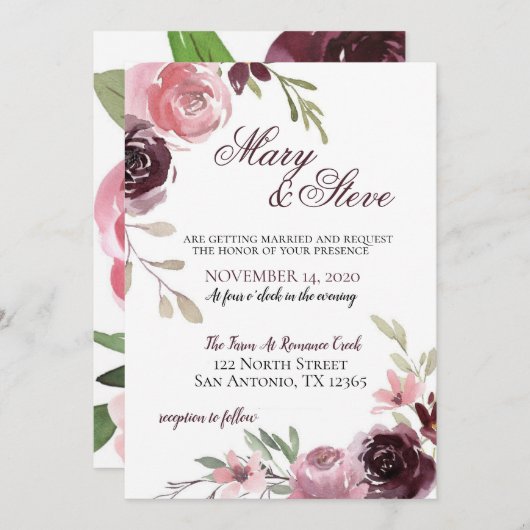 invitation de mariage (Devant / Derrière)
