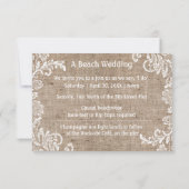 Invitation de mariage 3x5 Beach Burlap & Lace (Dos)