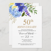 Invitation de mariage 50 ans Purple Blue Gold (Devant / Derrière)