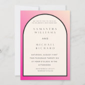 Invitation de mariage à arche ombrée rose moderne  (Devant)