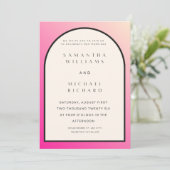 Invitation de mariage à arche ombrée rose moderne  (Debout devant)