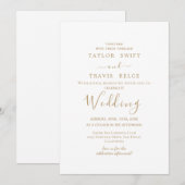 Invitation de mariage à calligraphie dorée (Devant / Derrière)