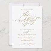 Invitation de mariage à calligraphie dorée élégant (Devant)