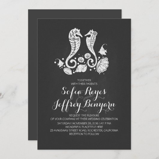 Invitation de mariage à Chalkboard beach (Devant / Derrière)