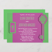 Invitation de mariage à clé et serrure squelette (Devant / Derrière)