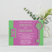 Invitation de mariage à clé et serrure squelette (Debout devant)