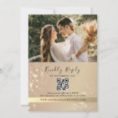Invitation de mariage à code QR floral or noir (Dos)