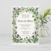 Invitation de mariage à couronne botanique écossai (Debout devant)