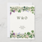 Invitation de mariage à couronne botanique écossai (Dos)