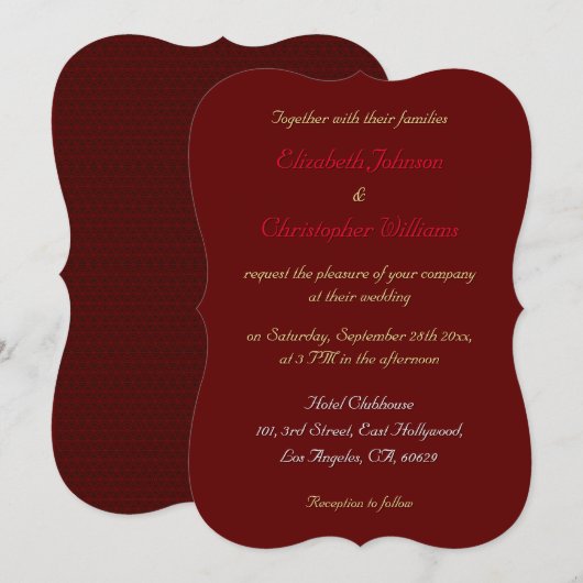 Invitation de mariage à crochet simple élégant per (Devant / Derrière)