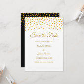 Invitation de mariage à date fixe en or noir et bl (Devant/Arrière en situation)