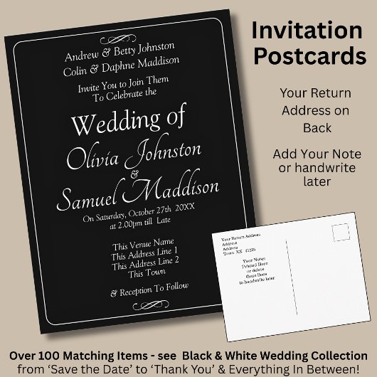 Invitation de mariage à défilement infini noir et 