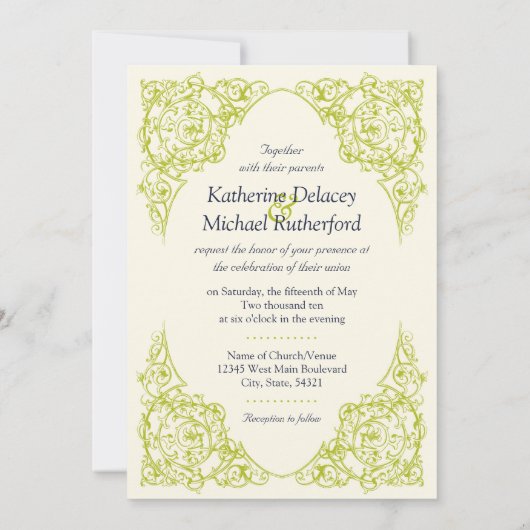 Invitation de mariage à fioritures d'angle (Chartr (Dos)