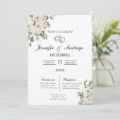 Invitation de mariage à fleur blanche (Debout devant)